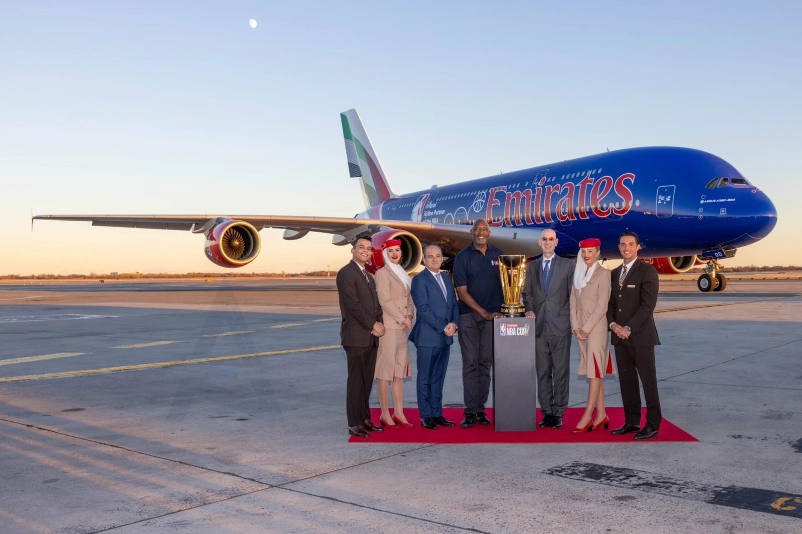 Emirates A380 Delivers NBA Cup to New York, Launching 2024 Tournament